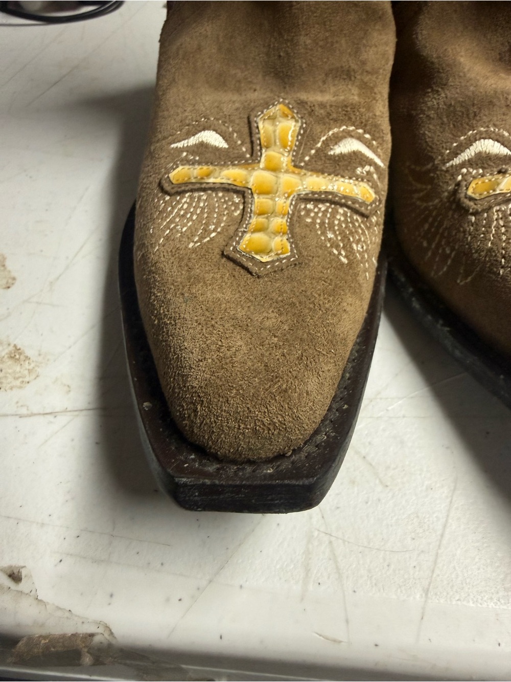 Sterling River Brown and Red Western Cowgirl Boots Cross angle wing, size 6B - Picture 9 of 15